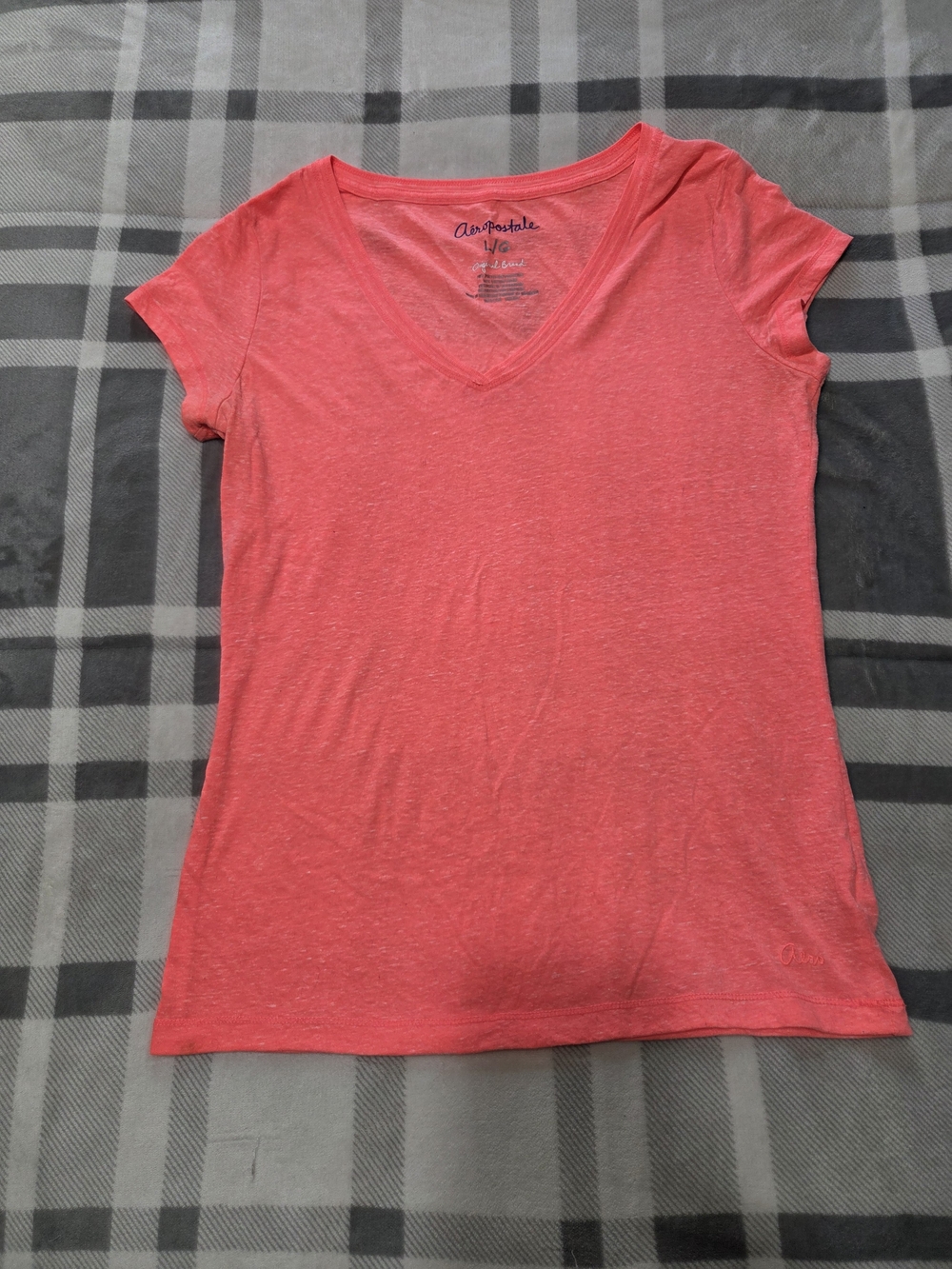 Aeropostale Coral V-Neck Short Sleeve Tee